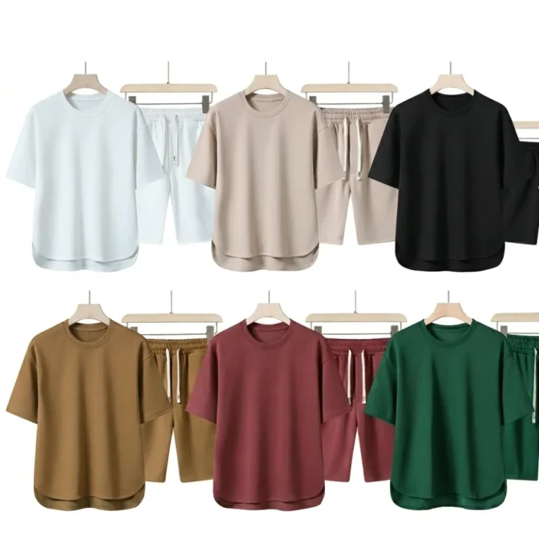 BD-China-Factory-OEM-Customized-Logo-Embroidery-Solid-Color-Round-Neck-Short-Sleeve-Polyester-Youth-Summer-Men-Set