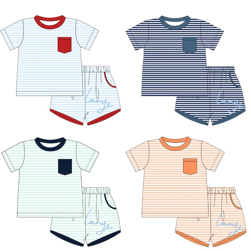 Baby-Boy-Personalized-Striped-Cotton-Knit-Short-Sleeve-T-Shirt-Kids-Casual-Top-Bottom-Summer-Toddler-Boys-Set