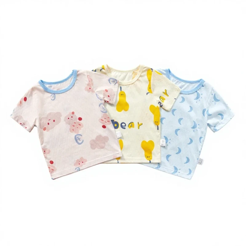 Babys-Short-Sleeved-T-Shirt-Thin-Pure-Cotton-Summer-Clothes-Cartoon-Pattern-Base-Layer-Half-Sleeved-Shirt