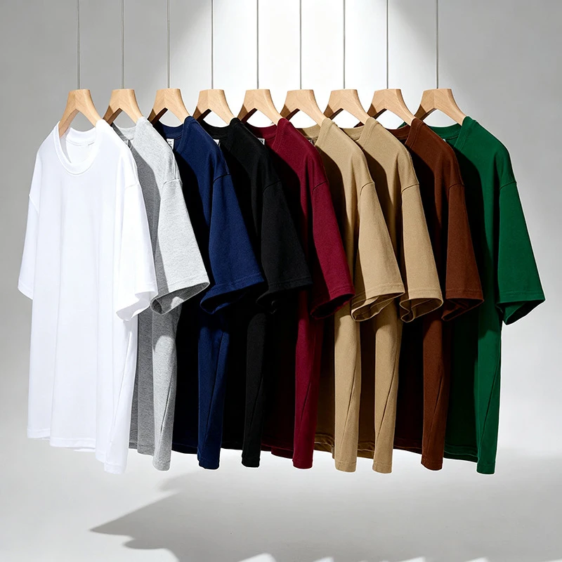 Bangladesh-China-Factory-Price-220G-Heavyweight-Combed-Cotton-Loose-Fit-Crew-Neck-Solid-Color-Short-Sleeve-T-Shirt