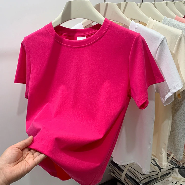 Basic-Blanks-Shirts-Colorful-Luxury-Tshirts-100-Cotton-Tshirt-Crop-Tops-for-WomenS-Clothing