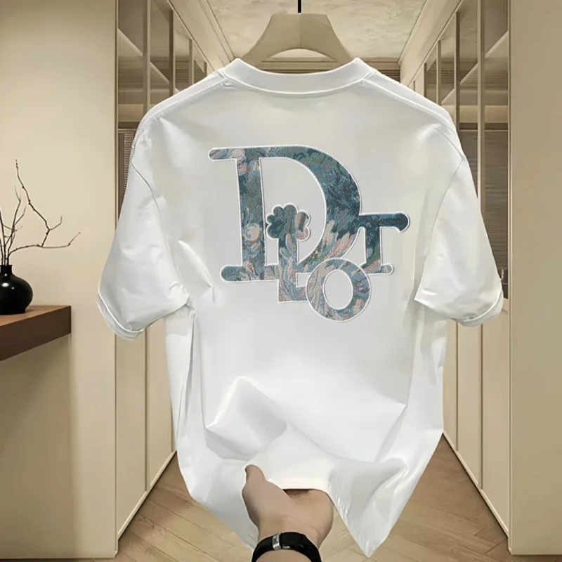 Big-News-Pure-Cotton-Summer-Short-Sleeve-Mens-T-Shirt-Breathable-Loose-Fit-Casual-Plus-Size-Letter-Print-250g