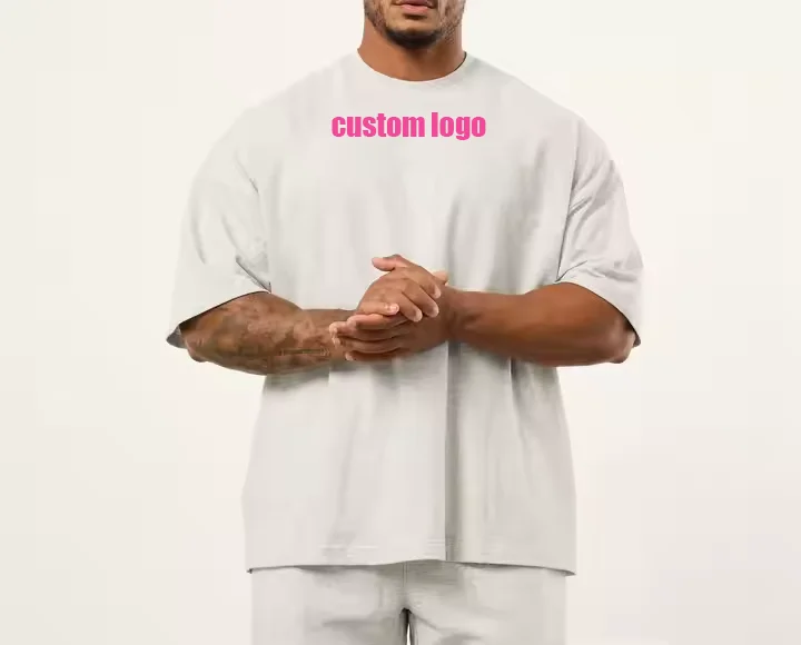 Blank-Mens-High-Quality-Cotton-Oversized-Plain-T-shirts-220gsm-Gym-Running-Sports-Plus-Size-Shirts-for-Men-Support-Custom