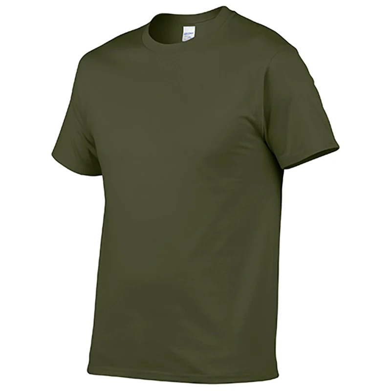 Blank-Mens-T-Shirt-Plain-100-Cotton-T-shirt-Unisex-ArmyGreen-t-Shirts
