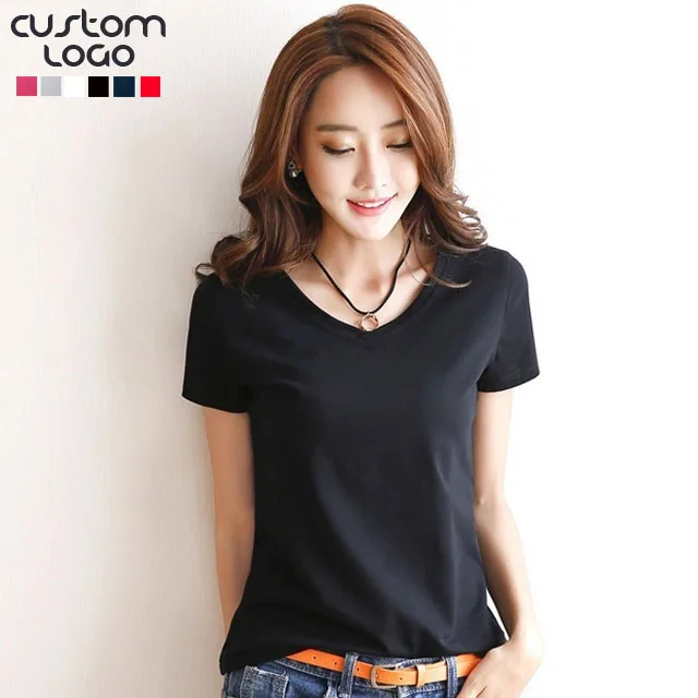 Blank-Plain-100-Cotton-V-neck-Tshirt-Girls-t-Shirts-Custom-Printing-Digital-With-logo-Printed-Women-V-Neck-T-shirts