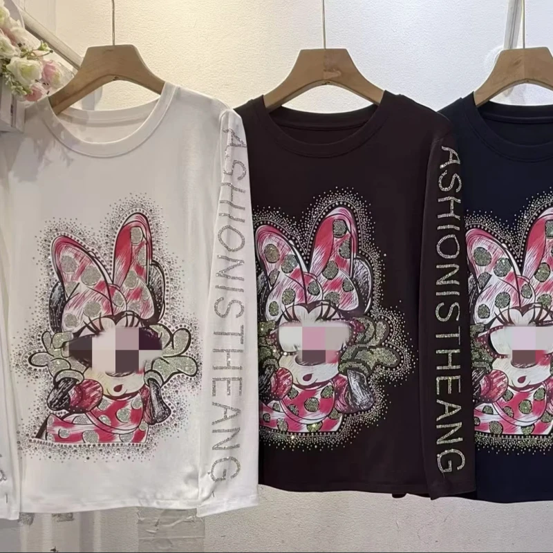 Bling-Bling-Rhinestones-Long-Sleeve-Cartoon-Women-Cotton-T-Shirts-OC1108