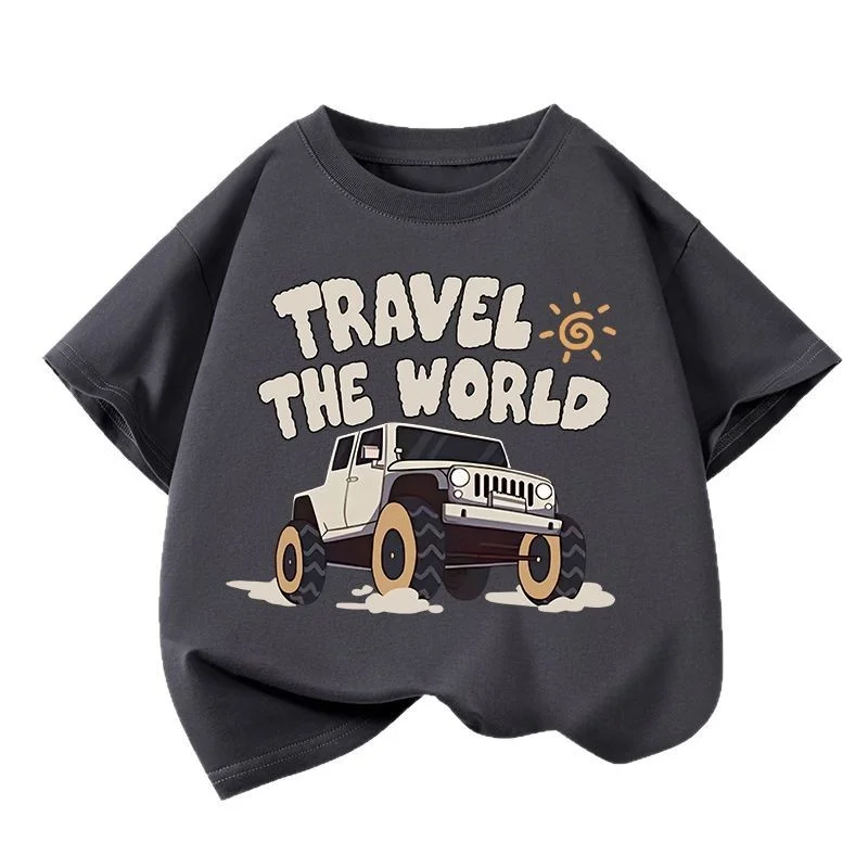 Boys-Casual-Short-Sleeved-T-Shirt-New-Off-Road-Vehicle-Cartoon-Breathable-Cotton-Top-for-Children-Summer-Printed-Trend-T-shirt