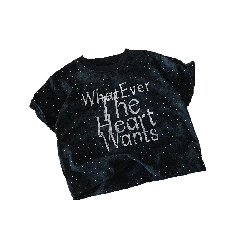 Boys-Girls-Soft-Korean-Style-Rhinestone-Short-Sleeve-T-Shirt-Summer-New-Trendy-Cool-Touch-Childrens-Tee