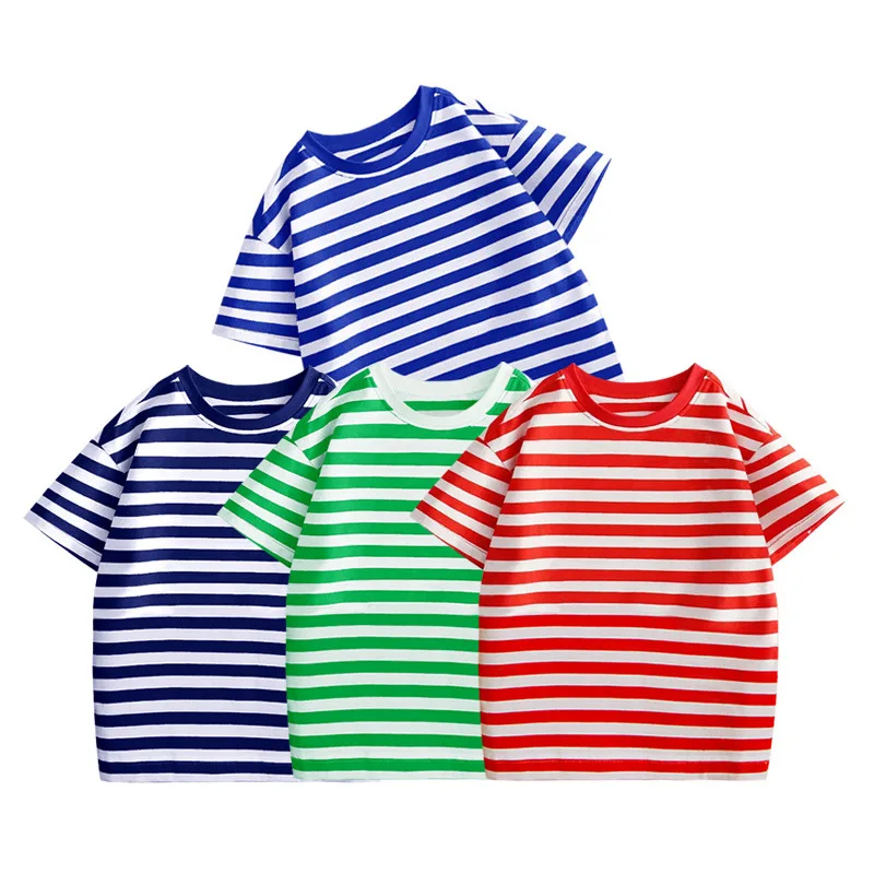Boys-Girls-T-Shirts-Rainbow-Stripe-Cotton-Unisex-Short-Sleeve-T-Shirts-Crew-Neck-Tee-Tops