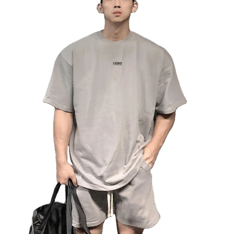 Boys-High-Neck-Oversized-T-Shirt-100-Cotton-Baggy-T-Shirt-Men-T-Shirts-and-Shorts-Set-Custom
