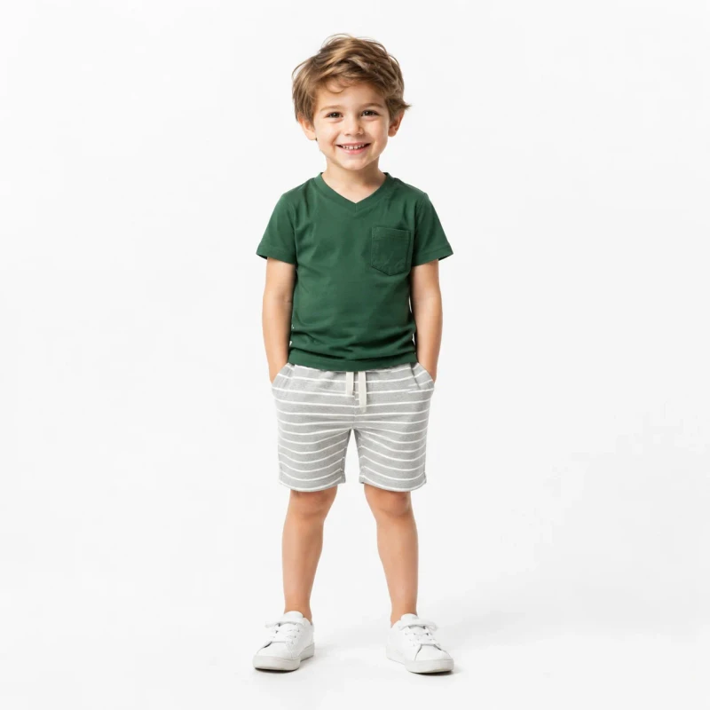 Boys-V-Neck-Short-Sleeve-T-Shirt-with-Chest-Pocket-Solid-Color-Kids-Casual-Basic-Tee-Custom-Fabric-Color-Support
