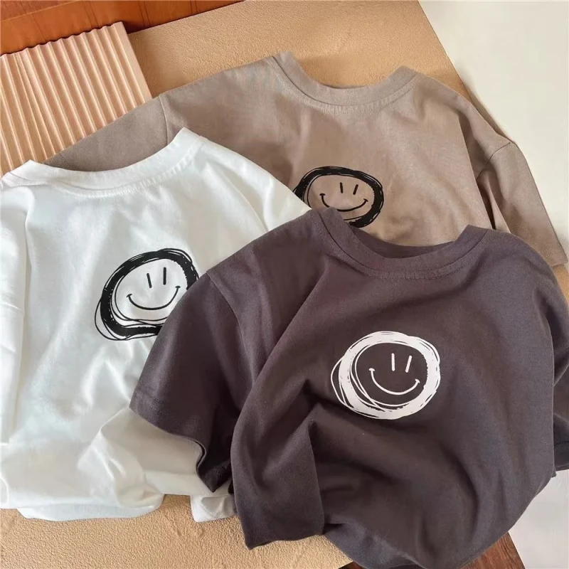 Boys-and-Girls-Short-Sleeve-Casual-Knitted-Breathable-T-Shirt-Summer-100-Cotton-Childrens-Baby