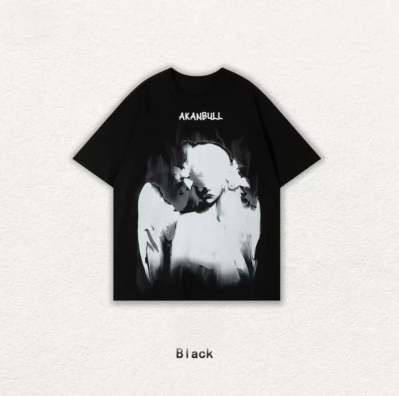 Brand-Printed-Short-Sleeve-T-Shirt-Casual-Heavyweight-230g-Unisex-Summer-Loose-Fit-Hip-Hop-Style-100-Cotton-Anti-Pilling-Neck