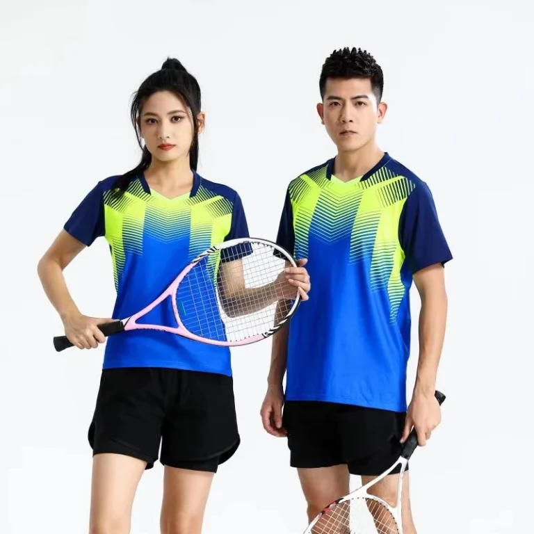 Breathable-V-Neck-Sports-T-Shirt-for-Table-Tennis-180G-Polyester-Spandex-Blend-Stretchy-Comfort-Fit-for-Tennis-Badminton