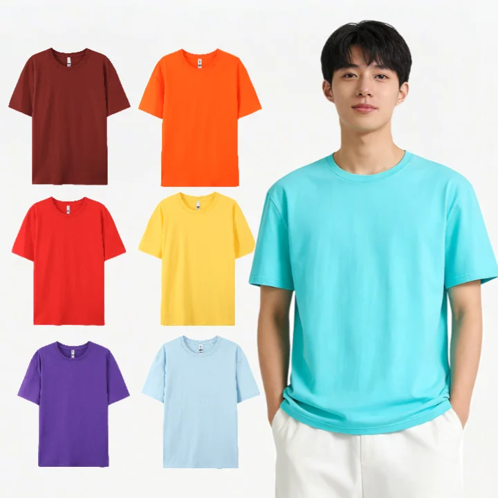 Bulk-180GSM-Plain-Cotton-Casual-Short-Sleeve-T-Shirt-for-Custom-Your-Own-Logo-1