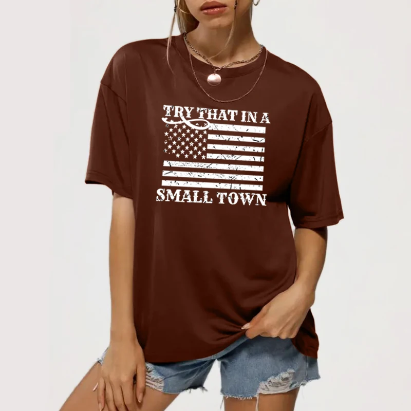 Casual-210-Gsm-Oversized-Womens-T-Shirt-Logo-Print-Old-Glory-Letter-Graphic-Sport-Long-Workout-Anti-Pilling-Eco-Friendly