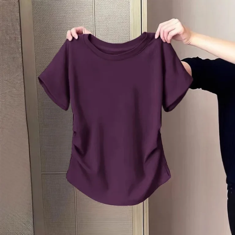 Casual-Pear-shaped-Slightly-Chubby-Girls-Womens-Short-sleeved-Printed-Slimming-Crew-Neck-T-shirt-Summer-Loose-Fit
