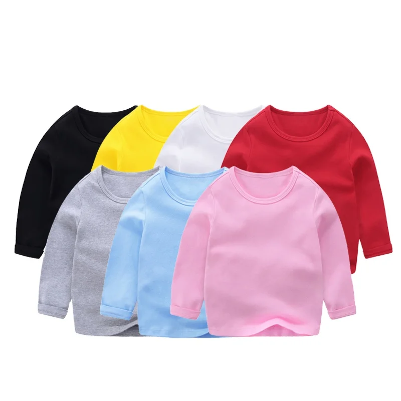 Children-O-Neck-Long-Sleeve-100-Cotton-T-Shirts-for-Children-Custom-Your-Own-Logo