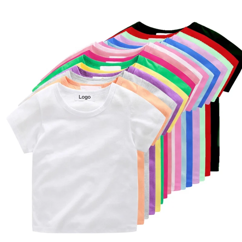 Children-Short-Sleeve-T-Shirt-Custom-Logo-Printing-Outwear-Plain-Blank-Solid-Color-Soft-Kids-Girl-Boy-T-Shirts