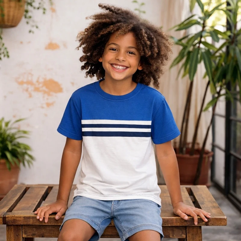 Children-Striped-T-Shirts-Soft-Cotton-Boys-Casual-Summer-Tops-Custom-Logo-Kids-Fashion-Apparel-Manufacturer-Supplier