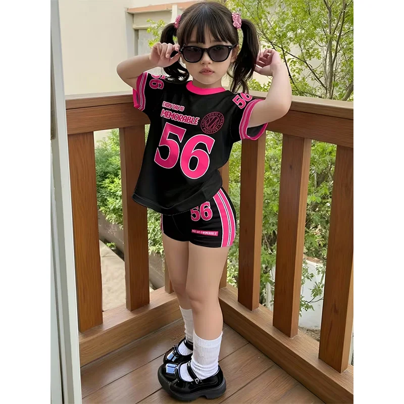 Childrens-Clothing-Milk-Silk-Two-Piece-T-Shirt-Shorts-Set-Letter-Print-Sport-Girls-Clothing-Set-Outfits