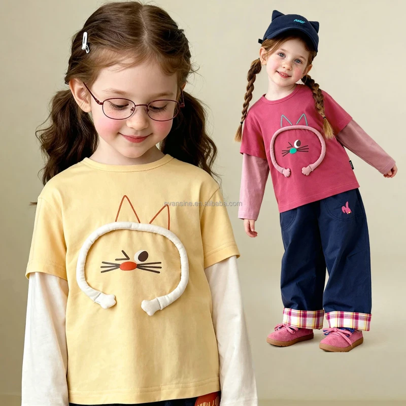 Childrens-Long-Sleeve-Top-Apparel-Customizable-Cute-Cartoon-Print-T-Shirt-Unisex-Versatile-Wear-OEM
