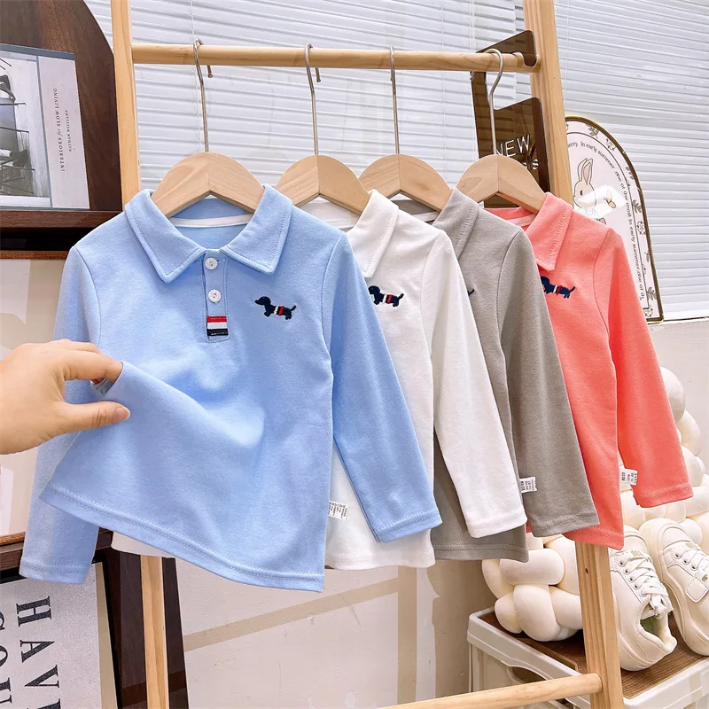 Childrens-Long-sleeved-T-Shirt-Pure-Cotton-Boys-POLO-Shirt-Baby-Bottoming-Clothes-Girls-Tops-Childrens-Clothing