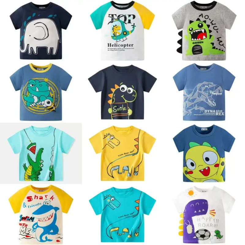 Childrens-Short-Sleeve-100-Cotton-Summer-Boys-Baby-T-shirts-Cartoon-Girls-Childrens-Wear