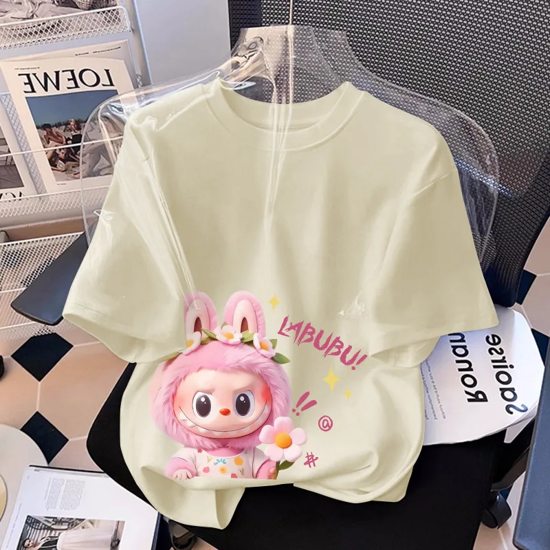 Childrens-Short-Sleeve-Pure-Cotton-Moisture-Wicking-Cartoon-Summer-Girls-Cute-Versatile-for-Big-Kids