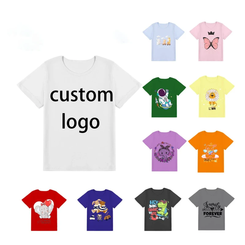 Childrens-T-Shirts-Baby-Tops-New-Summer-Pure-Cotton-T-Shirts-for-Boys-and-Girls-with-Round-Neck-Short-Sleeve-Customizable-Logo