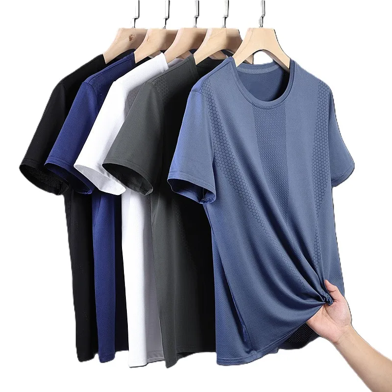 China-Bangladesh-Factory-Price-OEM-Customized-Logo-Embroidery-Ice-Silk-Quick-Dry-Loose-Fit-Sports-Casual-Unisex-PlusSize-T-Shirt