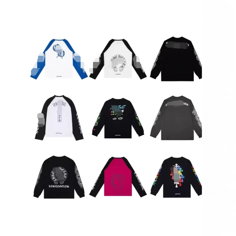 Chrome-Heart-AR-Border-Fashion-Chrome-High-Quality-Long-Sleeve-T-Shirt-Round-Neck-Pure-Cotton-Unisex-Loose