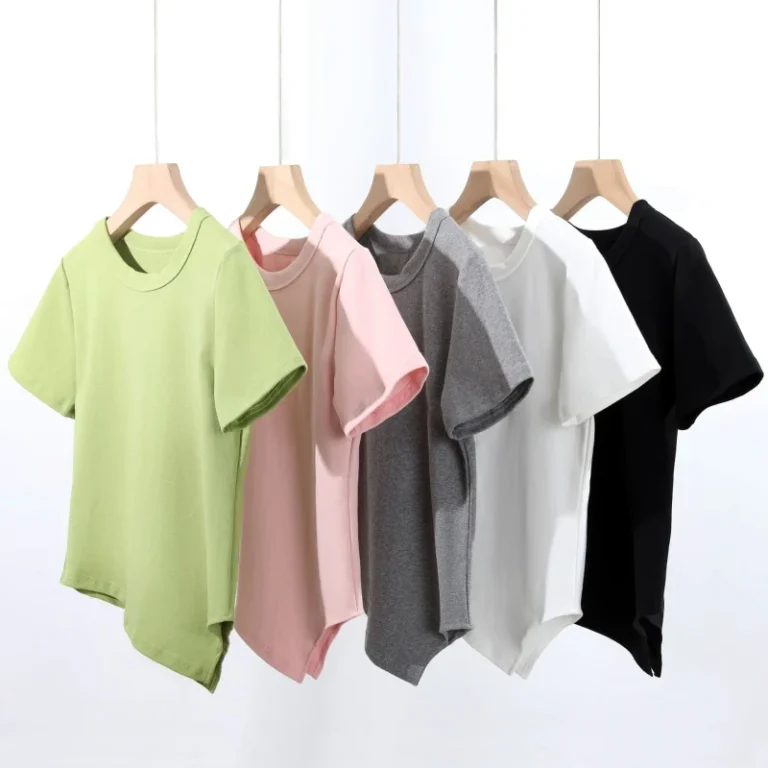 Clothing-Manufacturers-Custom-Short-Irregularly-100cotton-200-Grams-Short-Sleeves-Solid-Color-Minimalist-Loose-Casual-T-shirt