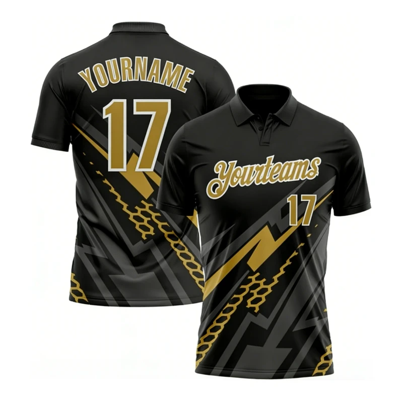 Comfortable-Unisex-Sports-Jersey-Shirt-Solid-Custom-Design-Black-Old-Gold-Durable-Breathable-Quick-Dry-Shirt