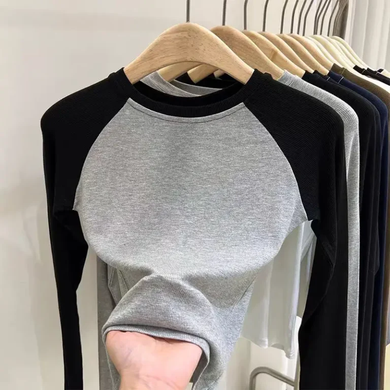 Contrast-Color-Block-Design-Women-Crop-Top-Tshirt-Custom-Logo-Womens-Long-Sleeve-Two-Tone-Color-Crop-T-shirts