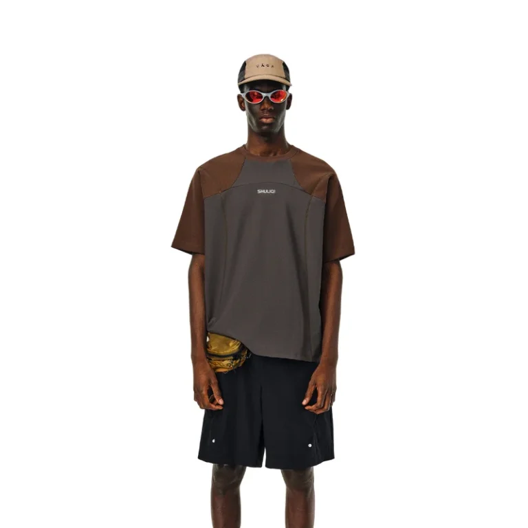 Cooling-Liquid-Textured-Solid-Sporty-Regular-Sleeve-Summer-American-Retro-Round-Neck-Oversized-240-Grams-Contrast-T-Shirt-1