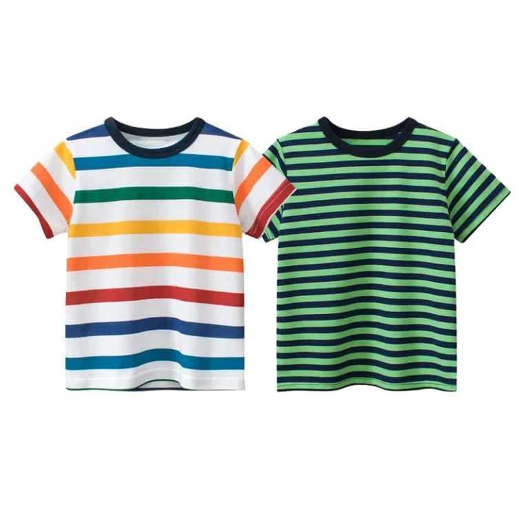 Cotton-Kids-T-Shirts-Multicolor-Rainbow-Striped-T-shirt-Clothes-Children-Boy-T-Shirts