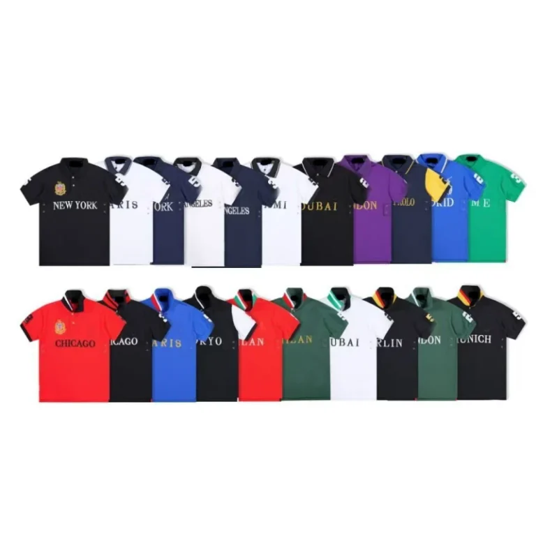 Cotton-Mens-Casual-Polo-Shirt-Embroidery-Short-Sleeve-City-T-shirt