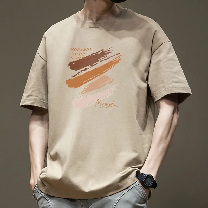 Cotton-Mens-Short-Sleeved-T-Shirt-Summer-Fashionable-Loose-Top