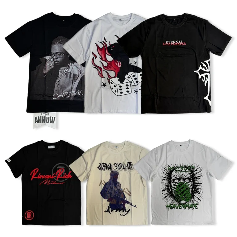 Cotton-Mens-T-shirt-With-Print-Latest-Design-T-shirt-Printing-Custom-Printing-100-Cotton-Black-T-Shirts-300GSM