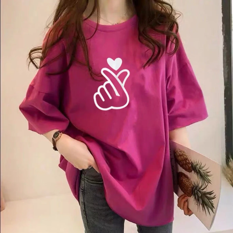 Cotton-Short-sleeve-T-shirt-Womens-New-Summer-Plus-size-Apparel-Loose-fitting-Mid-length-Half-sleeve-Top