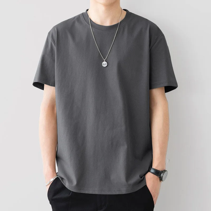 Cotton-Short-sleeved-T-shirt-Summer-Style-Loose-Round-neck-Plain-colored-Versatile-Top-Casual-Base-Layer