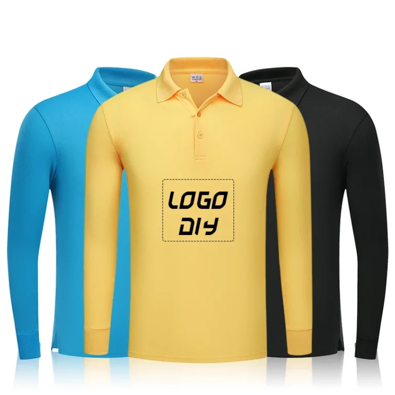 Cotton-Unisex-Long-Sleeve-Polo-Shirt-Oversize-Polo-Collar-T-Shirt