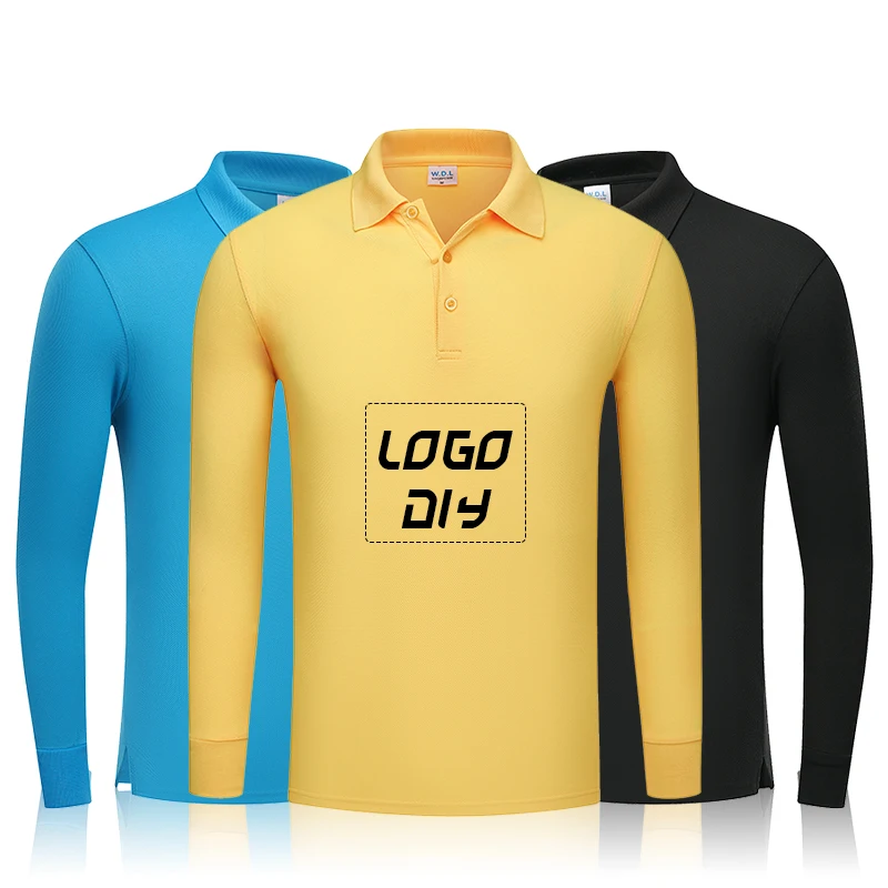 Cotton-Unisex-Long-Sleeve-Polo-Shirt-Oversize-Polo-Collar-T-Shirt