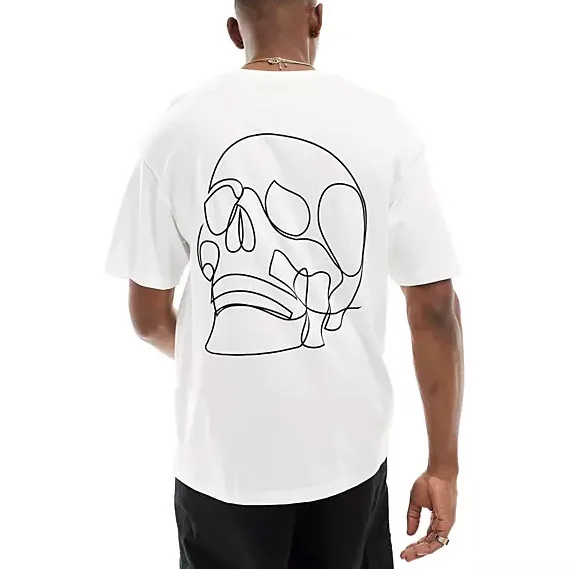 Crew-Neck-Drop-Shoulder-Short-Sleeve-Oversized-Skull-Print-Graphic-T-Shirts-for-Men