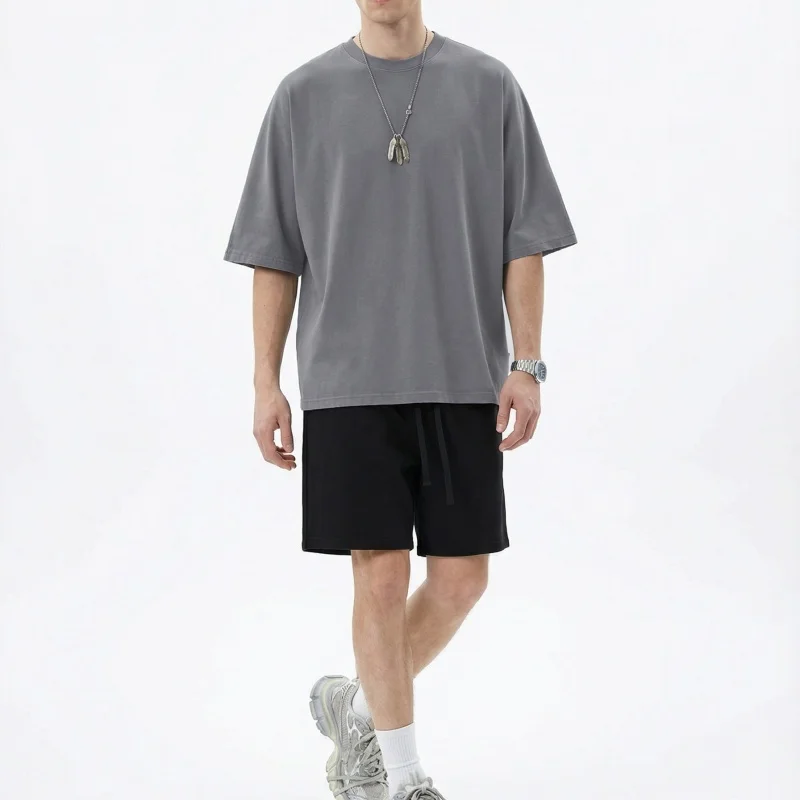 Crop-Top-Boxy-Fit-Mens-T-Shirt-Drop-Shoulder-Blank-Cropped-Length-100-Cotton-Crop-Tops-Mens