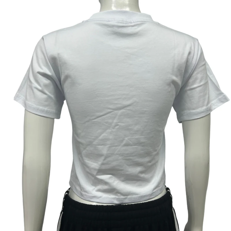 Crop-Top-T-Shirt-Casual-Short-Sleeves-Cotton-for-Women-Wear