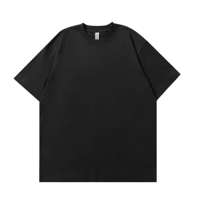 Cross-border-100-Cotton-Plus-Size-Mens-T-shirt-260G-Heavyweight-Short-sleeved-Drop-shoulder-Loose-Neck-Solid-Color-1