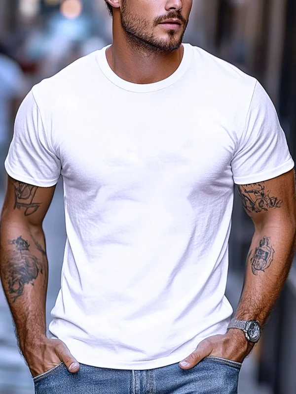 Cross-border-Mens-Quick-drying-T-shirt-Solid-Color-Sports-Breathable-Short-sleeved-Fitness-Running-Training