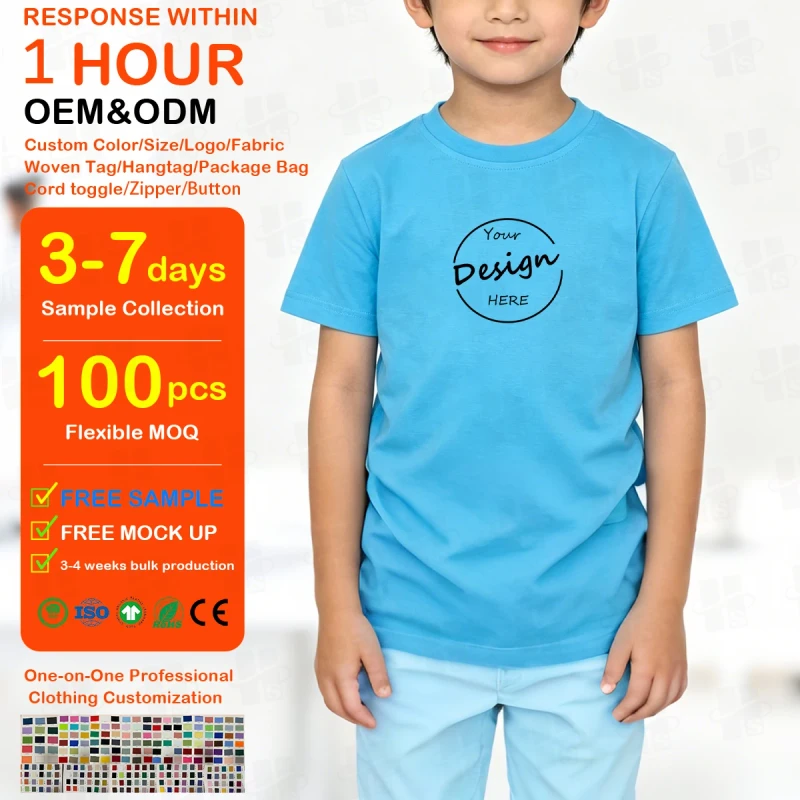 Custom-100-Combed-Cotton-Kids-Tshirts-Kids-Unisex-O-Neck-Casual-Dtg-Printing-Design-Plain-Blank-Tees-Tshirts-Kids